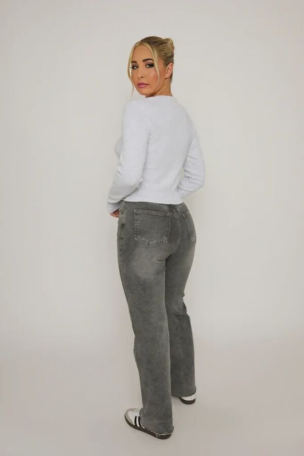 Bleach Grey Ribbed Molly Button Through Top