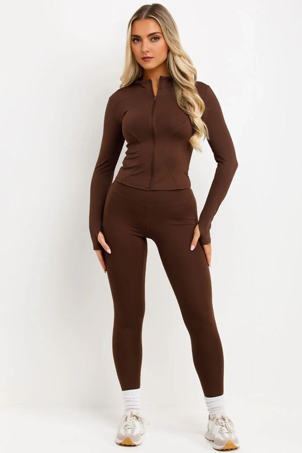 Chocolate Active Top And Legging Energy Gym Set
