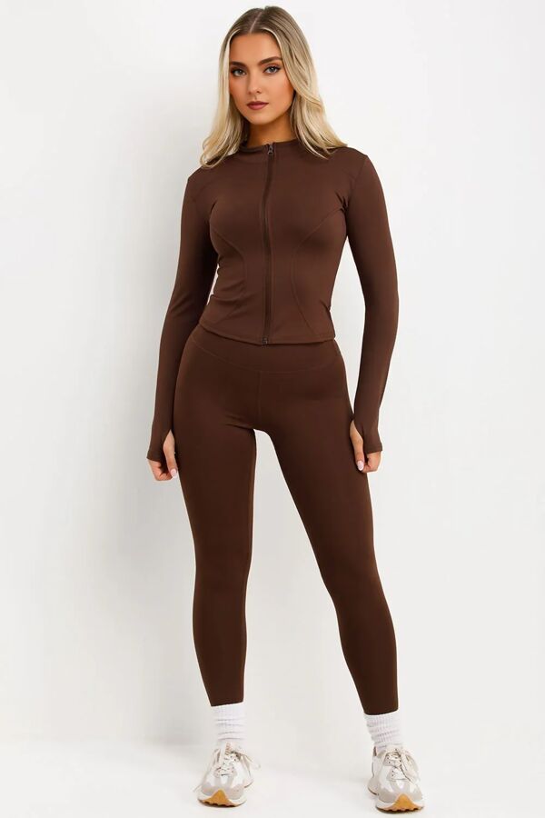 Chocolate Active Top And Legging Energy Gym Set