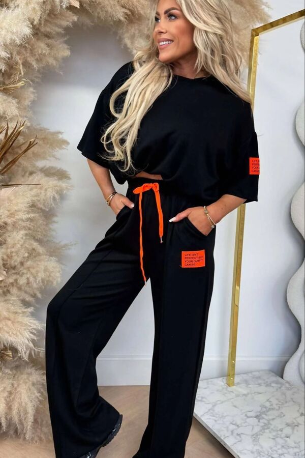 Graphic Badge Baggy T-Shirt With Wide Leg Trouser