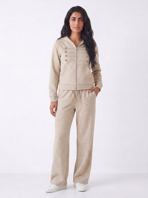 Hooded Military Zip-Up Detail Jogger Tracksuit Set