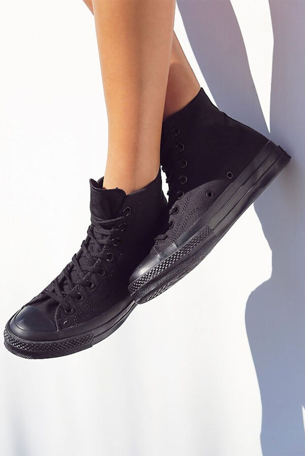 Mono Black High Top Canvas Trainers Size UK3