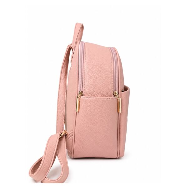  Front Pocket & Double Zip Pebbled Faux Leather Backpack Bag