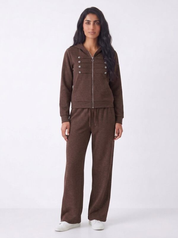 Hooded Military Zip-Up Detail Jogger Tracksuit Set