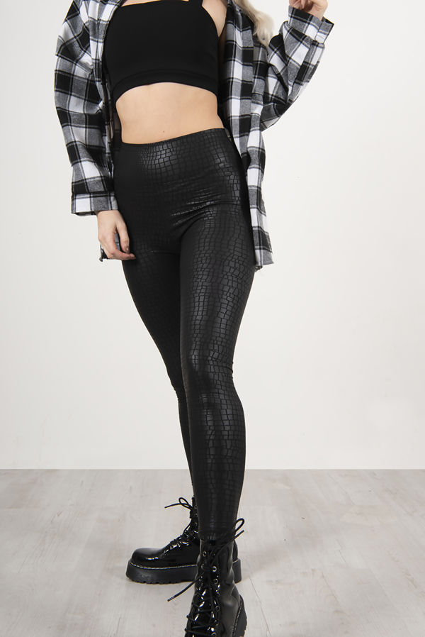 Wholesale Black Faux Leather Croc Print 