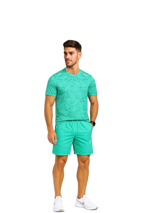 Mint Quick Dry Athletic T-Shirt With Running Short