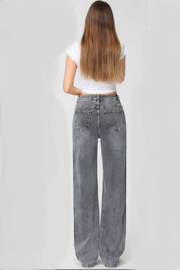 Dark Grey Light Wash Super Stretch Straight Leg Jeans