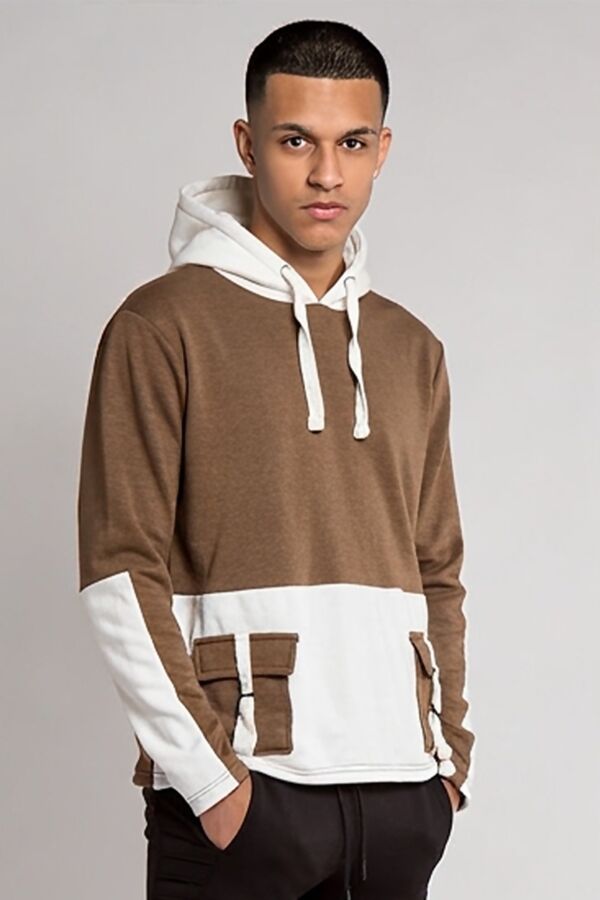 Brown Two Tone Cargo Hoodie