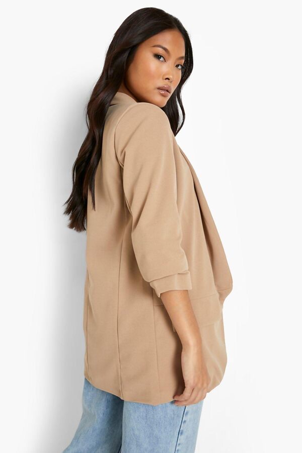 Wholesale Camel Ruched Sleeve Blazer 