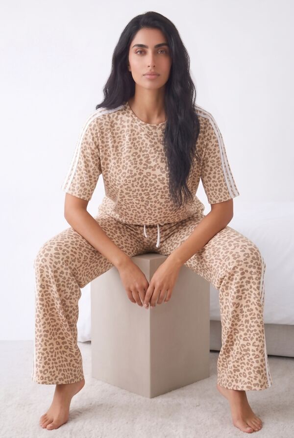 Oversized Short Sleeve Leopard Print Top and Trouser Co-Ord Set
