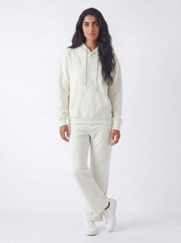 Bleach Grey Butterfly Embossed Hoodie Straight Leg Jogger
