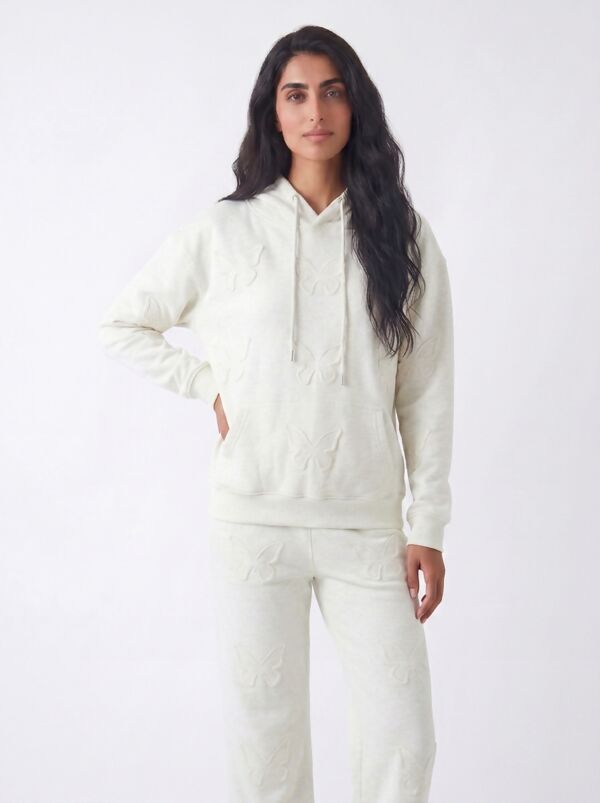 Bleach Grey Butterfly Embossed Hoodie Straight Leg Jogger