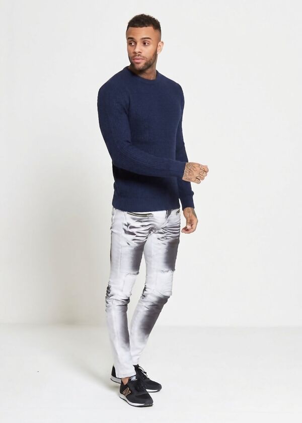 Navy Waffle Knitted Jumper