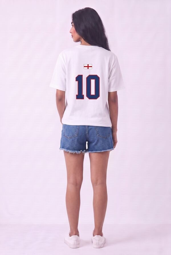 White Oversized England Printed Football T-Shirt
