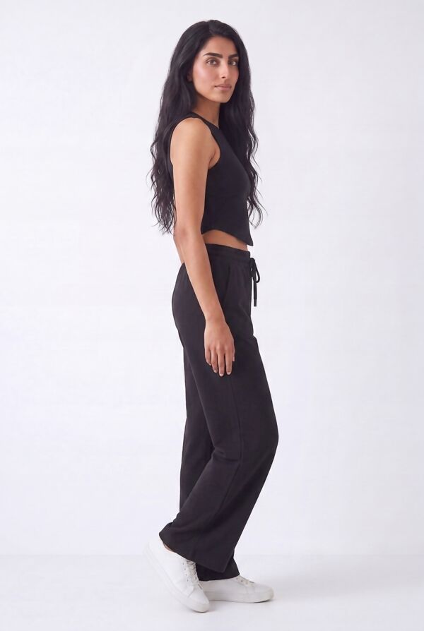 Black Corset Crop Top With Relaxed Fit Trouser