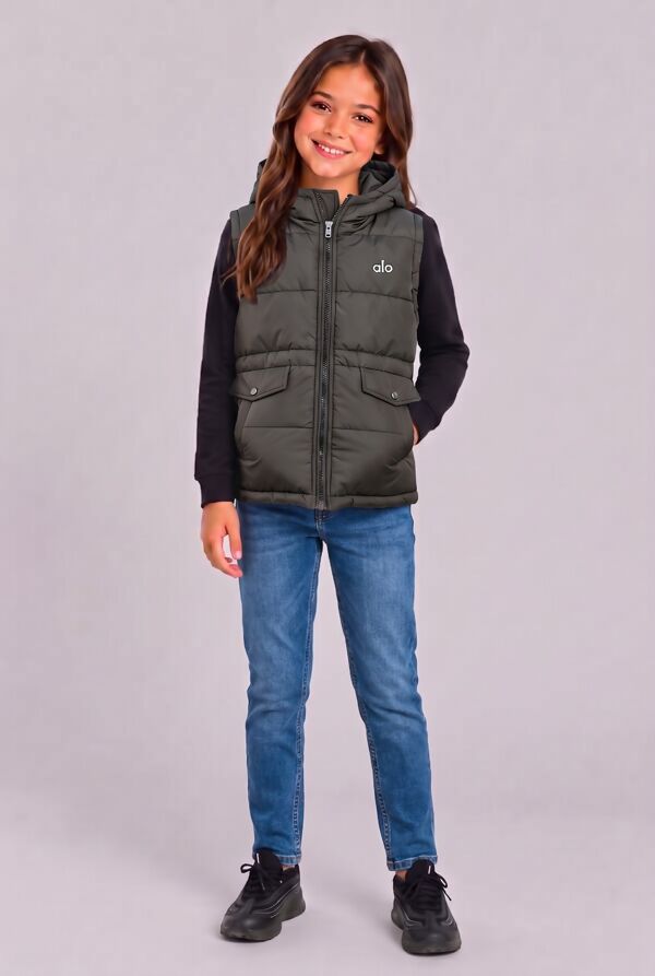 Black Girls Zip Through Printed Gilet
