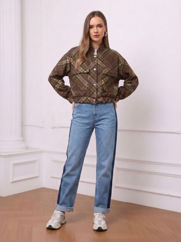 Chequered Button Up Utility Jacket