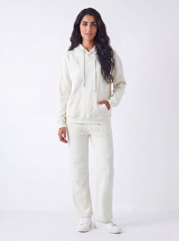 Bleach Grey Butterfly Embossed Hoodie Straight Leg Jogger