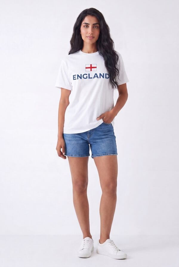 White Oversized England Printed Football T-Shirt