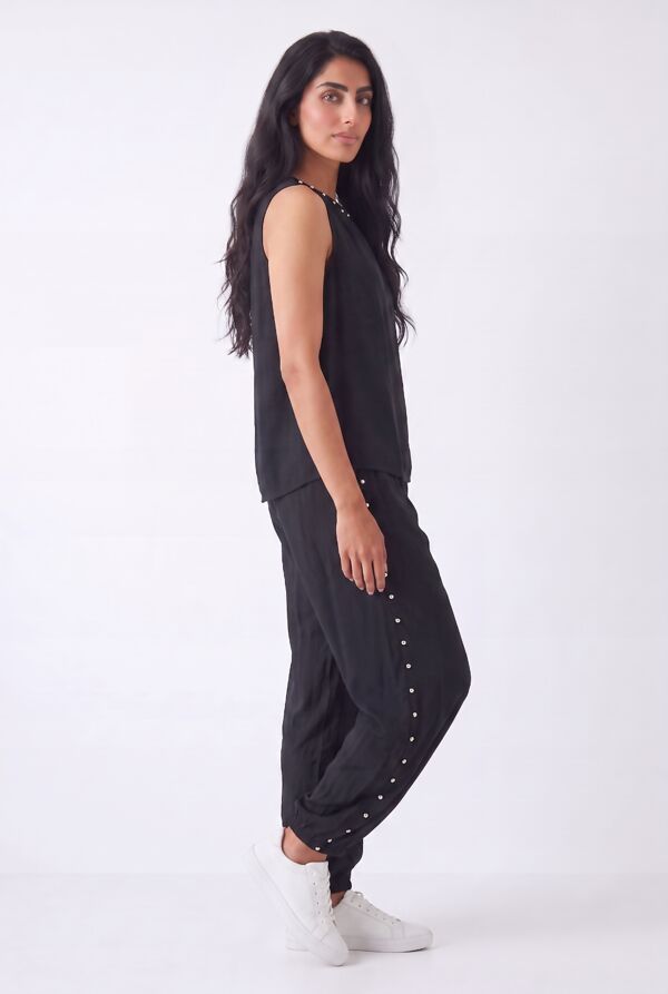 Studded Embellished Sleeveless Top And Relaxed Harem Pants