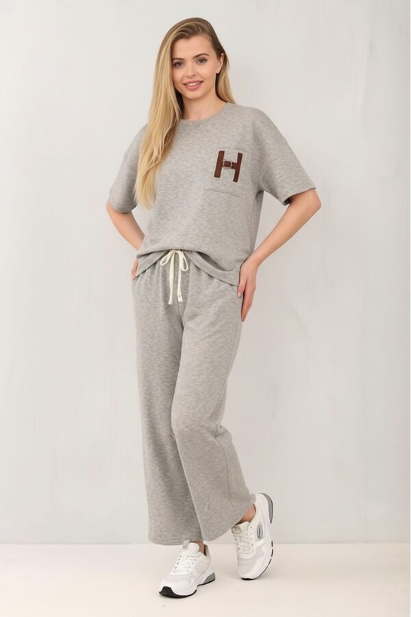 Oversized H-Buckle Detail Top With Wide Leg Trouser