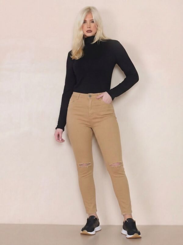 Stone High Waist Knee Ripped Skinny Jeans