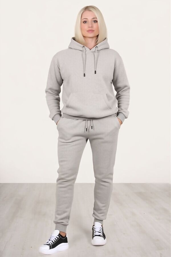 Grey Block Hem Zipper Pullover Skinny Tracksuit