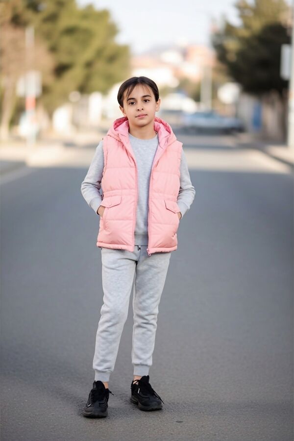 Pink Girls Zip Through Gilet