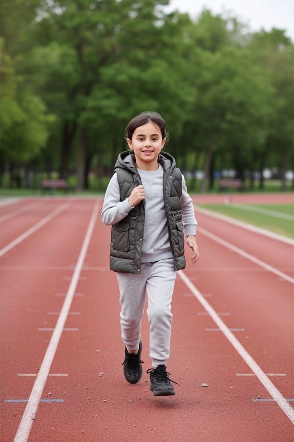 Girls Black Pocket Front Puffer Gilet