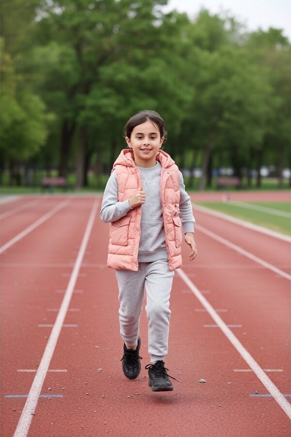 Girls Pink Pocket Front Puffer Gilet