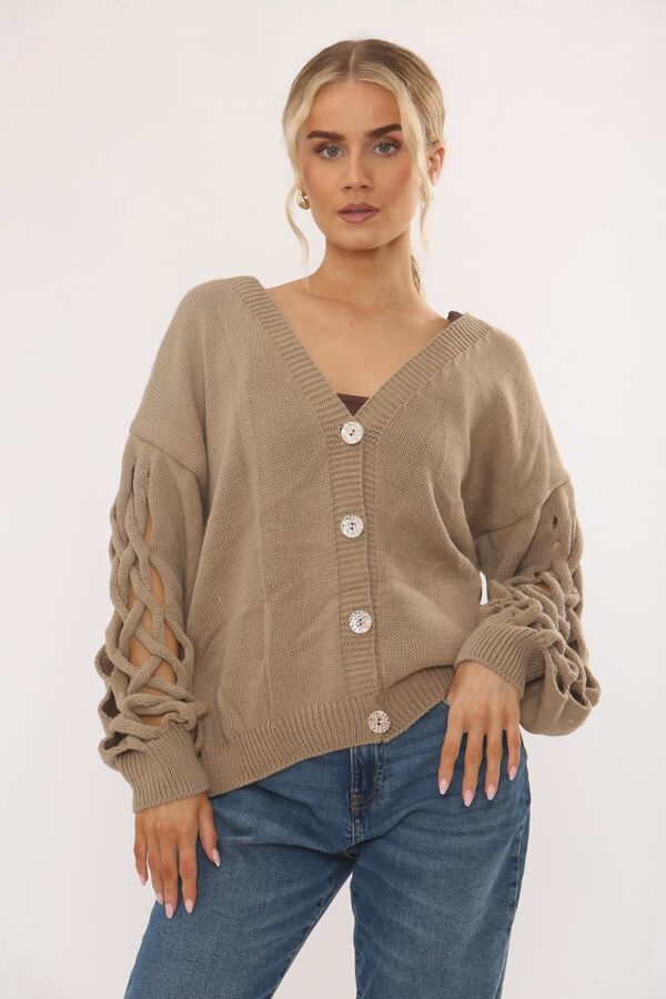 Braided Sleeve Detailed Buttoned Cardigans