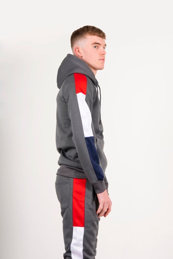 Job Lot Grey Pullover Skinny Tracksuit With Contrast Side Panels