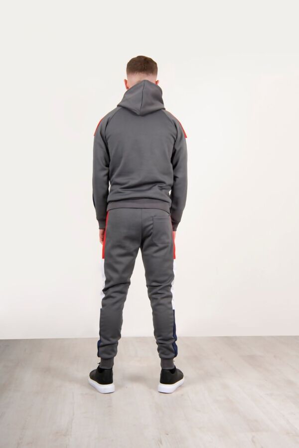 Job Lot Grey Pullover Skinny Tracksuit With Contrast Side Panels