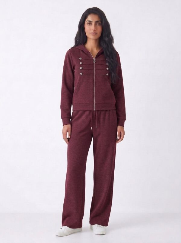 Hooded Military Zip-Up Detail Jogger Tracksuit Set