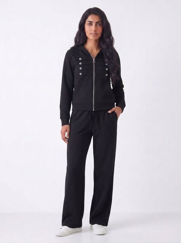 Hooded Military Zip-Up Detail Jogger Tracksuit Set
