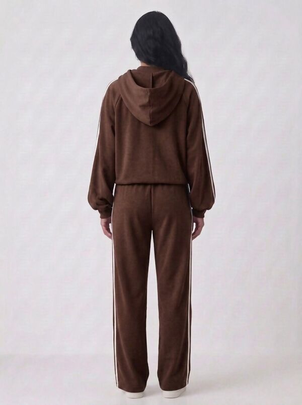 Zip Up T-shirt Lounge Co-ord Set with Wide-Leg Trousers