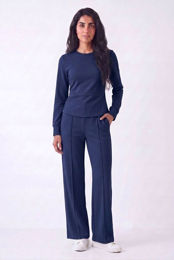 Long Sleeve Ruched Side Top With Single Seam Trouser