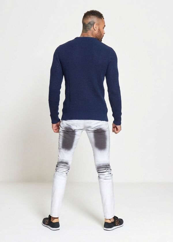Navy Waffle Knitted Jumper