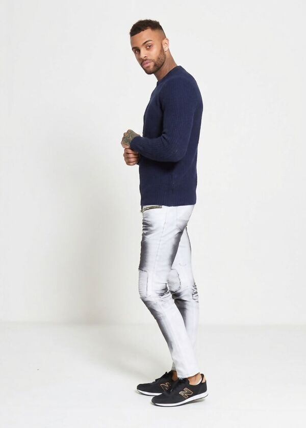 Navy Waffle Knitted Jumper