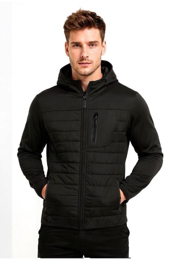 Grey Padded Front Zip Pocket Puffer Jacket