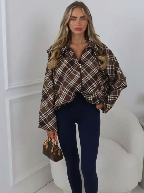 Chunky Check Zip Up Windbreaker Jacket