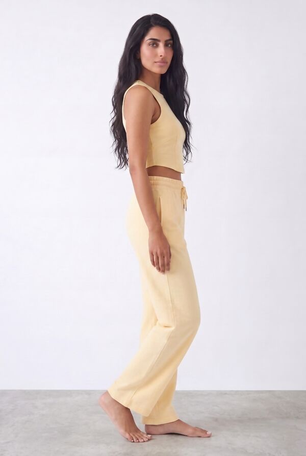 Butter Yellow Corset Crop Top With Relaxed Fit Trouser