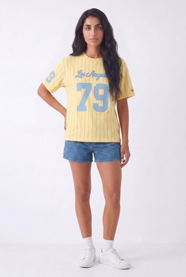 Yellow Contrast Short Sleeve LA 79 Varsity T-Shirt