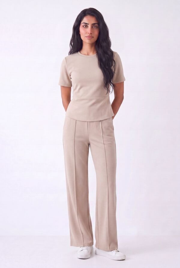 Elegant Ruched Side Top With Single Seam Trouser