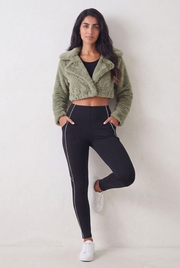 Sage Faux Fur Cropped Jacket
