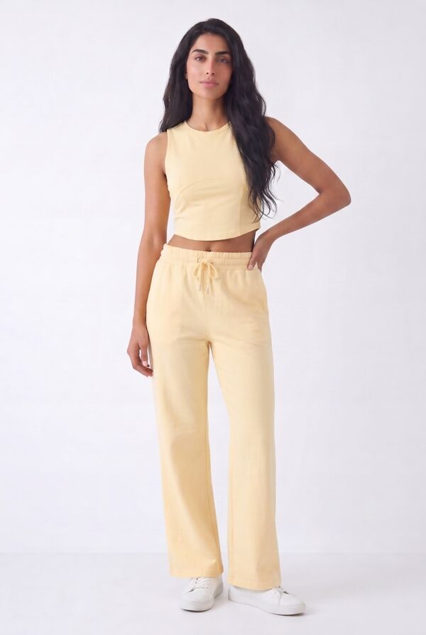 Butter Yellow Corset Crop Top With Relaxed Fit Trouser