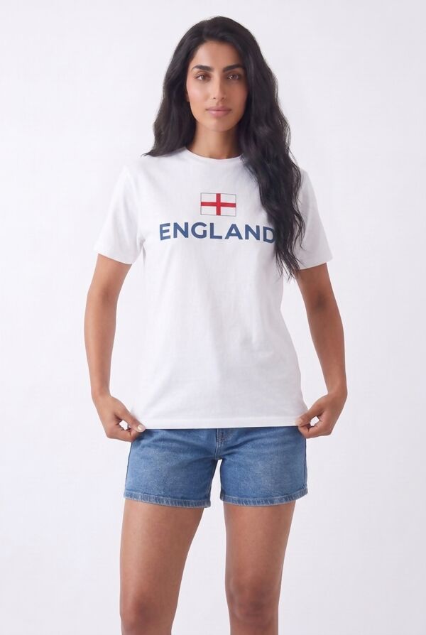 White Oversized England Printed Football T-Shirt