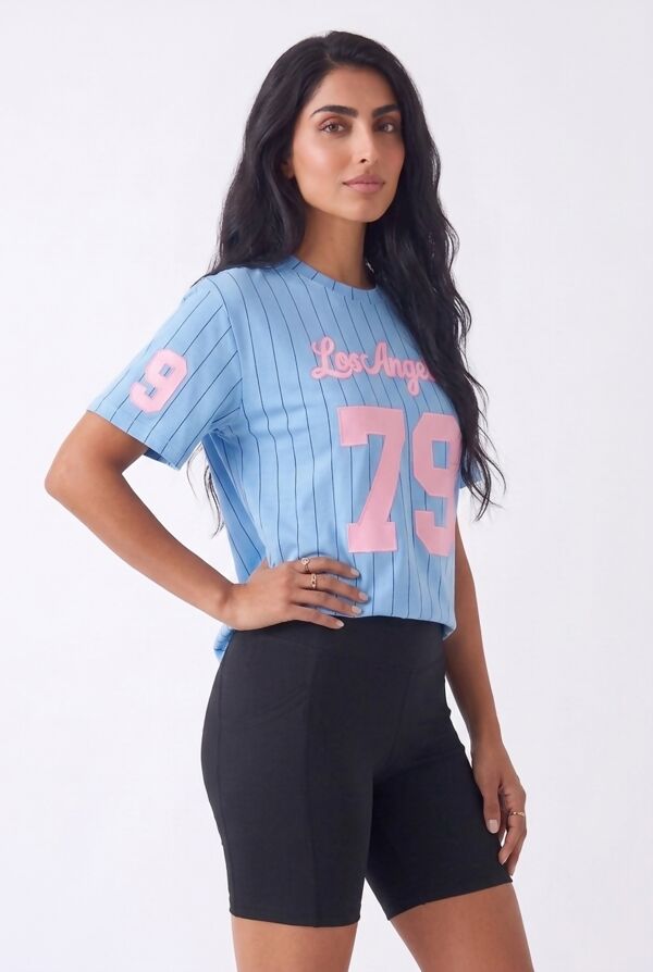 Blue Contrast Short Sleeve LA 79 Varsity T-Shirt