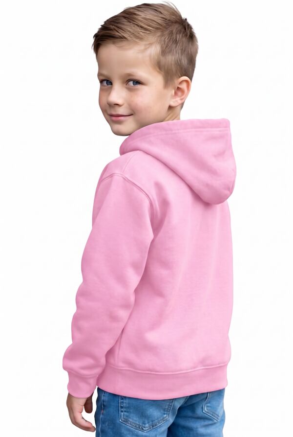 Pink Kids Casual Fleece Pullover Plain Hoodie