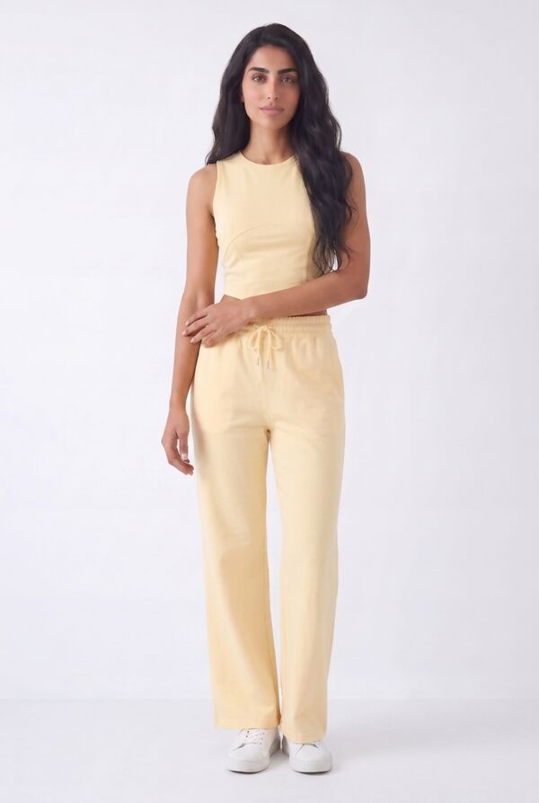 Butter Yellow Corset Crop Top With Relaxed Fit Trouser